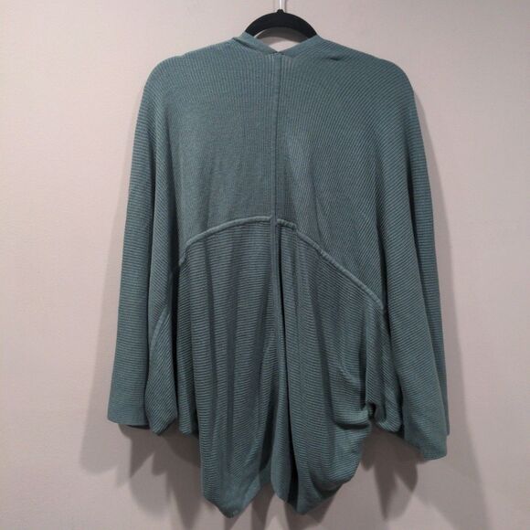 Lululemon Womens Cashlu Knit Textured Wrap Cape Cardigan Size S Teal Athleisure - Picture 4 of 7
